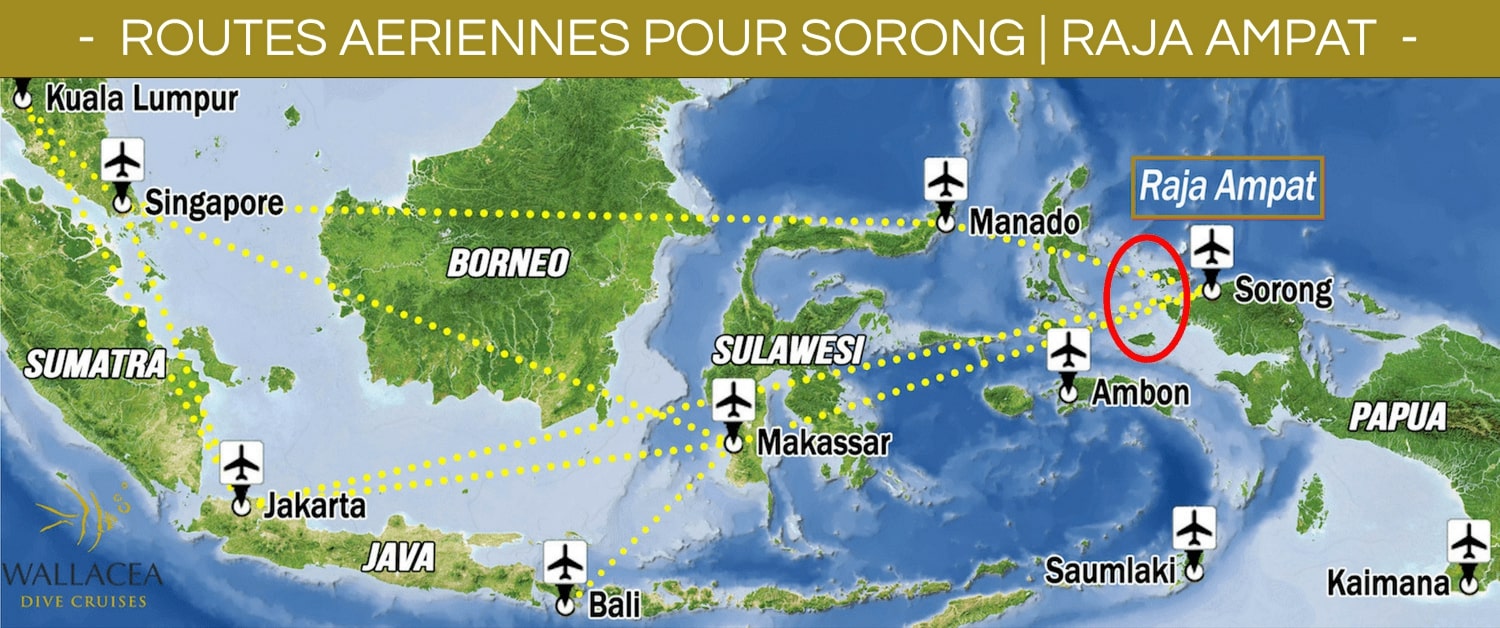 Comment aller à Sorong, vol de Jakarta à Sorong, ou se trouve Raja Ampat, vols pas cher pour Sorong, vols pour Sorong Raja Ampat